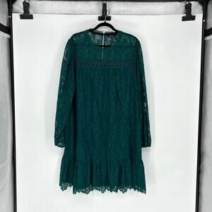 NWT Teal Green Lace Sleeve Drop Waist Mini Dress - Plus 16 - Holiday - Boho
